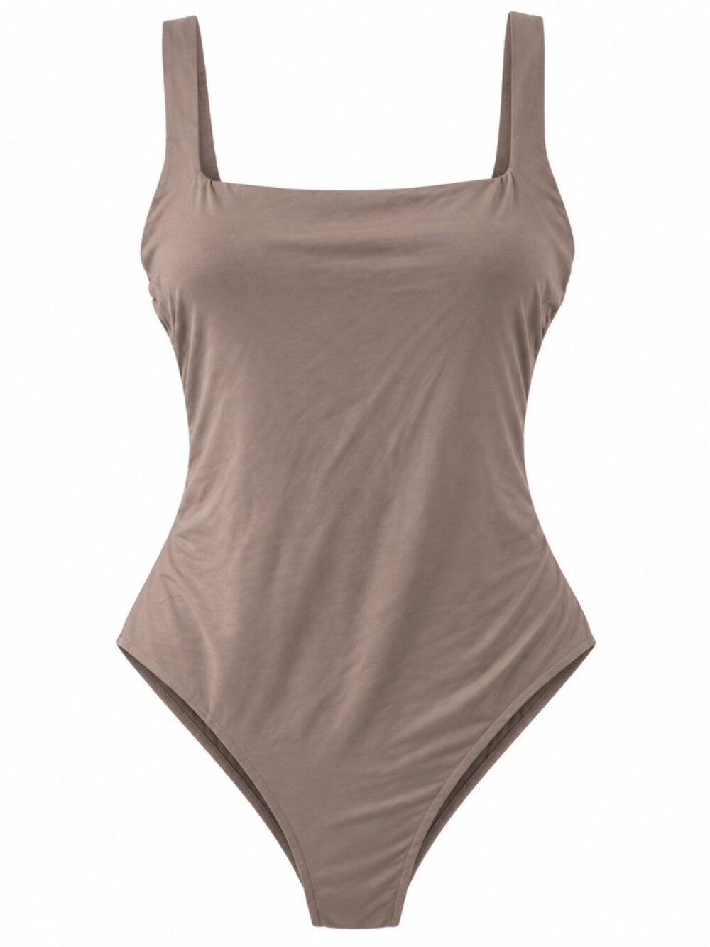 SHEIN Taupe Square Neck Bodysuit Small